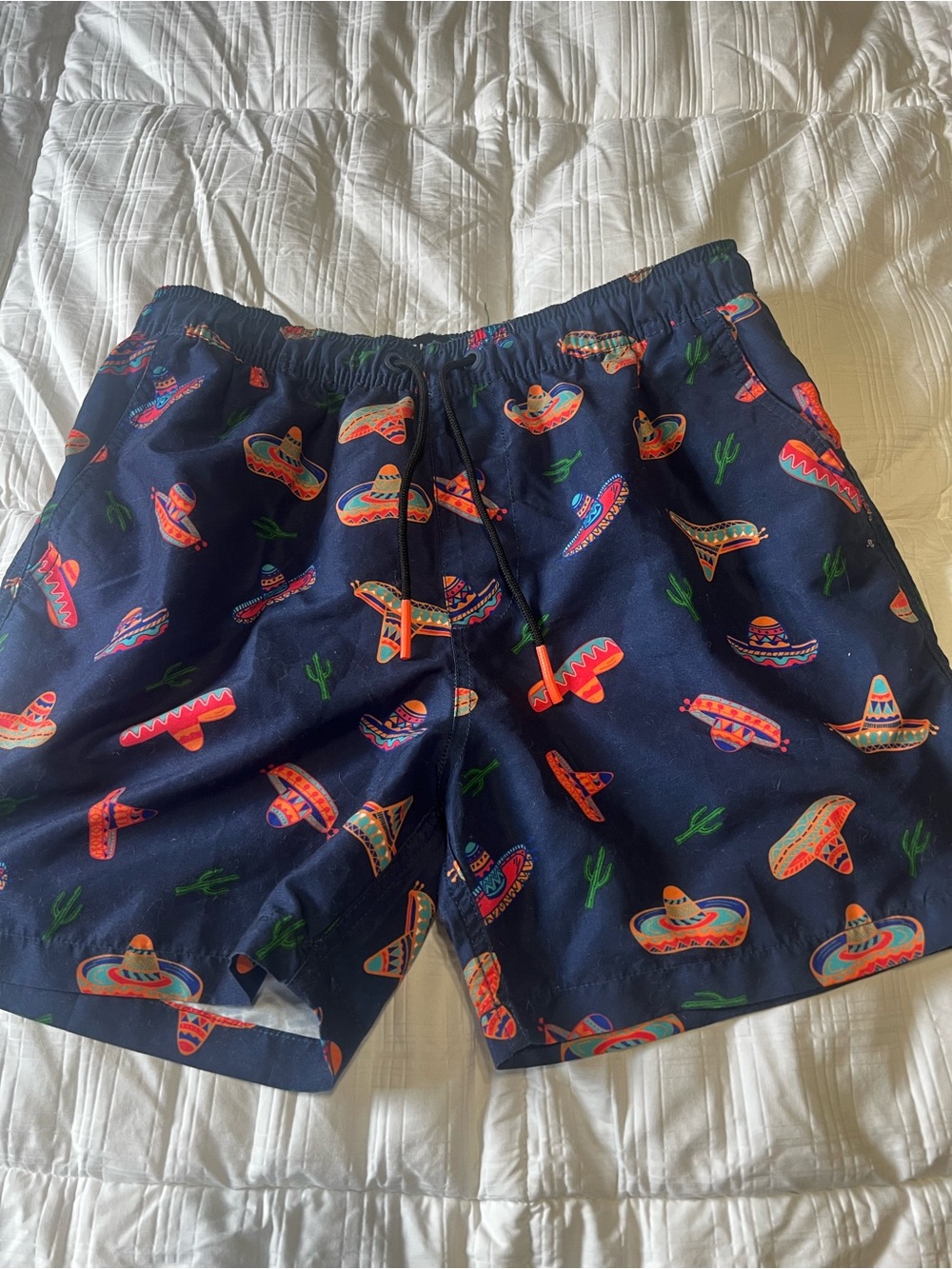 Men's Navy Sombrero Print Swim Shorts/hy